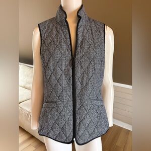 Talbots Diamond Quilted Full Zip Puffer Vest Lightweight Black White Size MP
